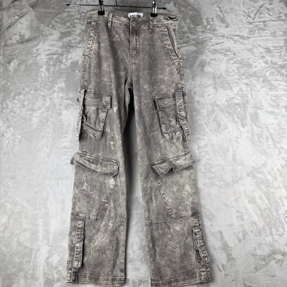 Disclosure Gray Acid Wash‎ Cargo Pants Women Size 3 26 Relaxed Fit